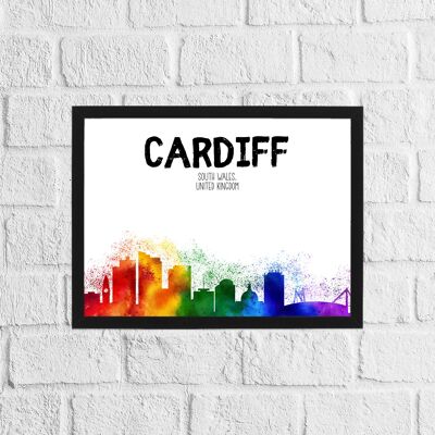Stampa dello skyline arcobaleno di Cardiff