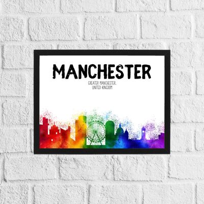 Manchester rainbow skyline print