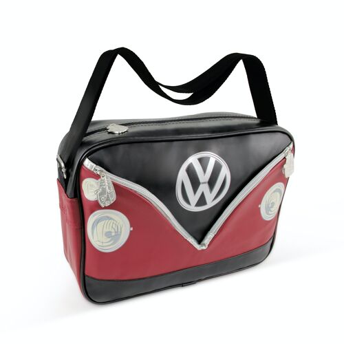 VOLKSWAGEN BUS VW T1 Bus Umhängetasche Querformat - rot/schwarz