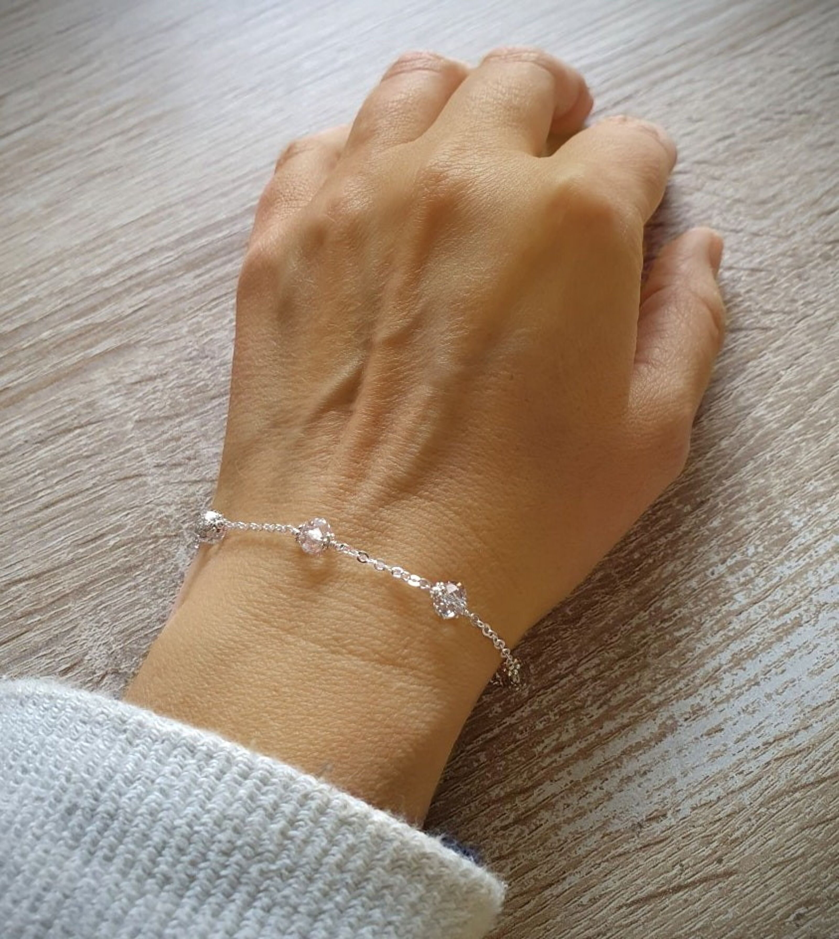 Dee-Vine Designs • Swarovski Crystal Bracelet With Silver Beads