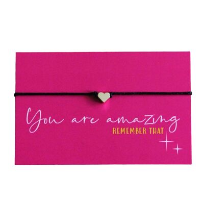 Wishcard "You're amazing" avec bracelet coeur