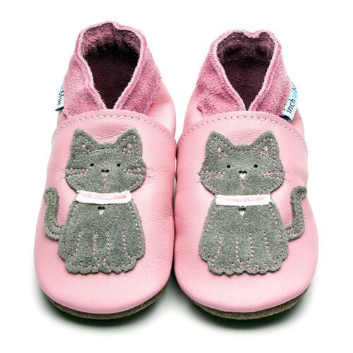 Leather Baby Shoes - Meeow Baby Pink/Grey