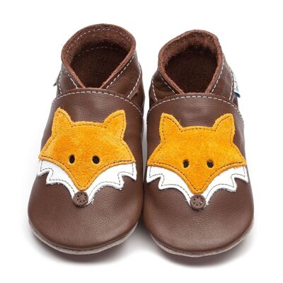 Leather Baby Shoes - Mr Fox Chocolate