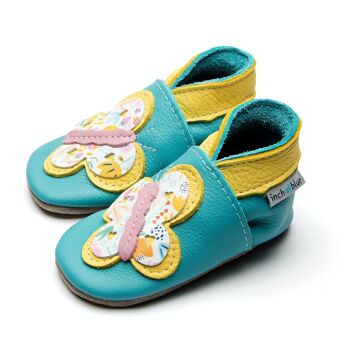 Chaussure Cuir Enfant - Rétro Papillon Turquoise 2