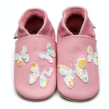 Chaussures en cuir enfant - Kaléidoscope rose bébé/fleuri 1