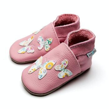 Chaussures en cuir enfant - Kaléidoscope rose bébé/fleuri 2