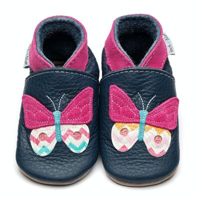 Scarpe in pelle per bambini - Papillon Navy/Rosa