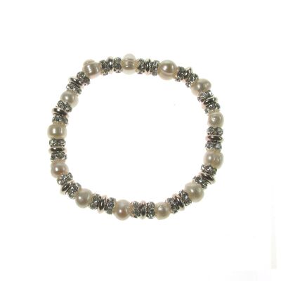 Audrey Freshwater Pearl Crystal Elasticated Bracelet