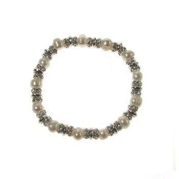 Bracelet élastique en cristal de perles d'eau douce Audrey 2