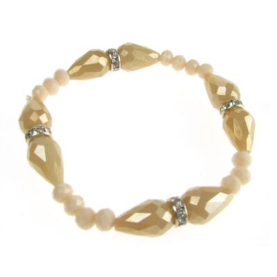 Ariana Gold and Peach Crystal Beaded Elasticated Bracelet