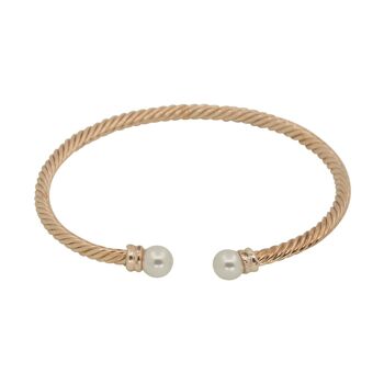 Bracelet ouvert Audrey en or rose et fausses perles