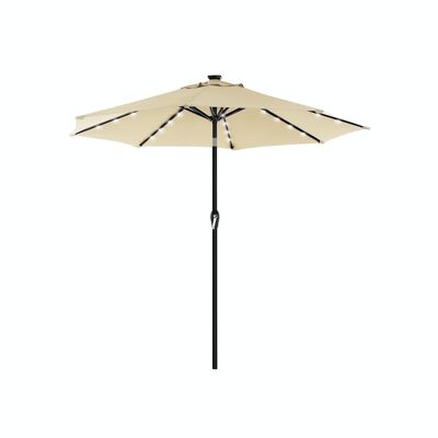 Parasol with solar powered LED lighting