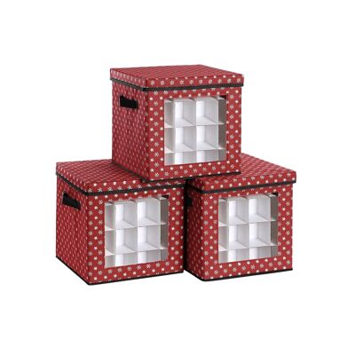 Boîtes de rangement pour boules de Noël rouge