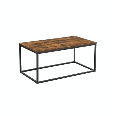 Coffee table with metal base in vintage brown and black