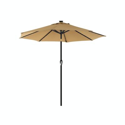Parasol with taupe LED solar lighting