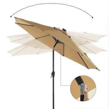 Parasol avec éclairage solaire LED taupe 7