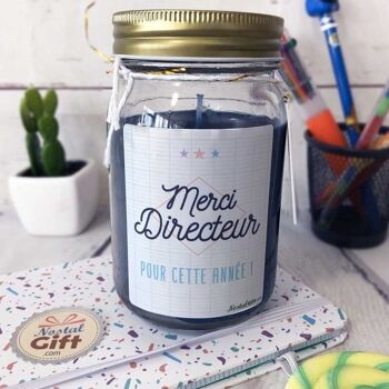 Bougie Jar "Merci Directeur pour cette année !" - cadeau Directeur école