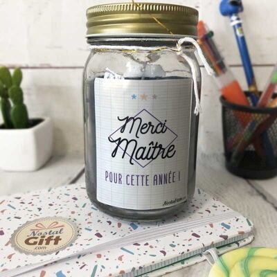 Bougie Jar "Merci Maître pour cette année" - Cadeau maître