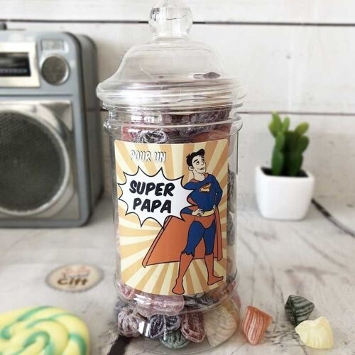 Bonbonnière Papa – 300g mix de bonbons anciens –  Papa super-héros