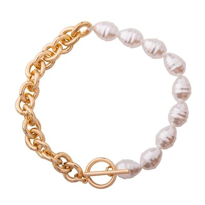 Audrey Faux Pearls T-bar Bracelet