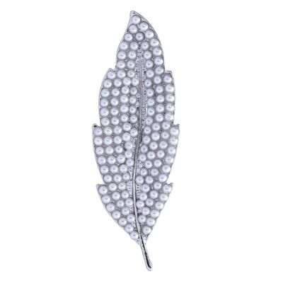 Broche Cora argent rhodié crème fausse perle