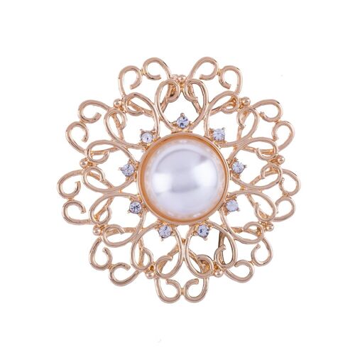 Audrey Crystal Faux Pearls Pin Brooch