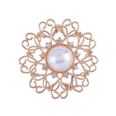 Audrey Crystal Faux Pearls Brosche