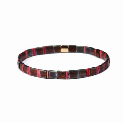 Bracciale tilu marrone, rosso e oro metallizzato