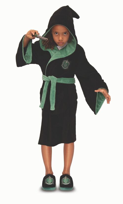 Harry Potter Slytherin Kids Poly Fleece Robe Black/Green