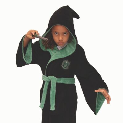 Harry Potter Slytherin Kids Poly Fleece Robe Black/Green