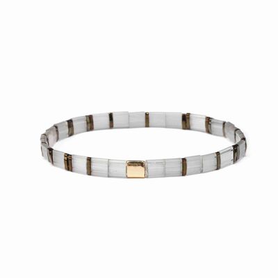 White tilu bracelet - multi metallic - gold * beach