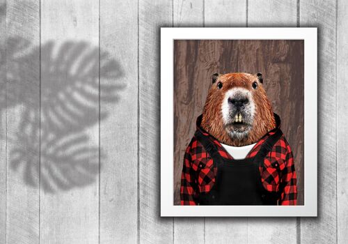 Beaver in clothes print: Tree bark (Animalyser)