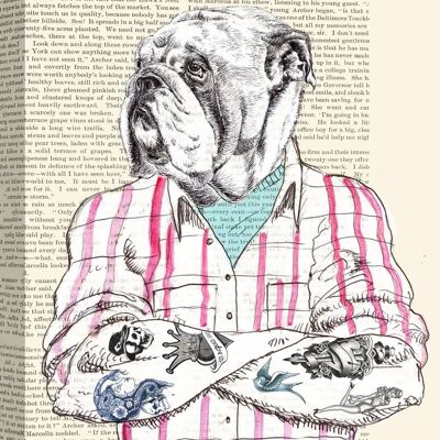 Moderner Bulldog-Hunde-Leinwand-Kunstdruck: Matt Spencer, Hipster-Socialite