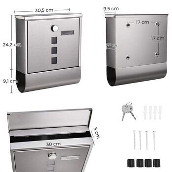 Boîte aux lettres en acier inoxydable argenté 6