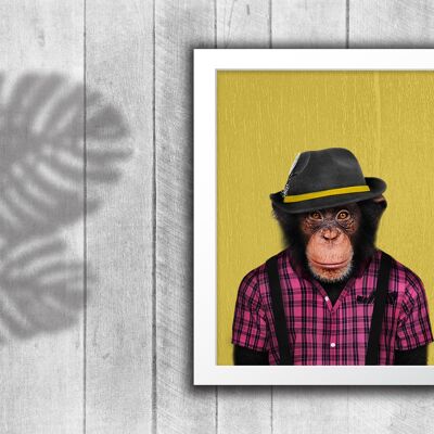 Monkey in clothes print: Yellow wood (Animalyser)