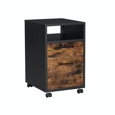 Mobile filing cabinet vintage brown-black