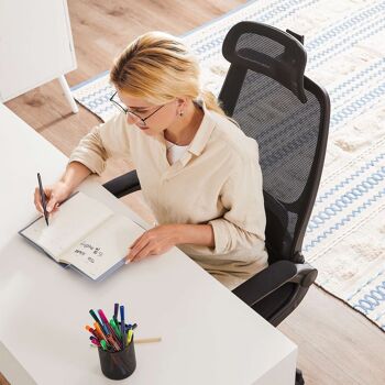 Chaise de bureau avec accoudoirs réglables Noir 10