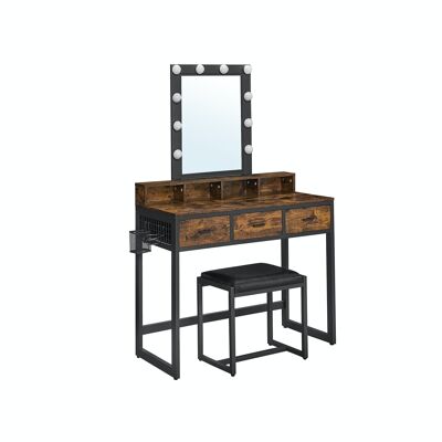 Dressing table with LED lamps and stool