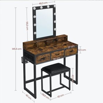 Coiffeuse avec lampes LED et tabouret 8