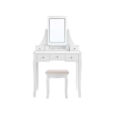 Dressing table with LED lighting and mirror White