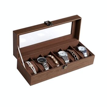 Coffret montre 6 compartiments Marron 3