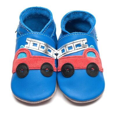 Leather Children's Shoes - Firetruck Blue/Red