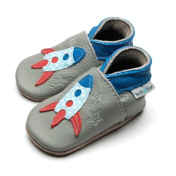 Chaussures Enfant Cuir - Zoom Gris/Tache Bleu Bébé 2