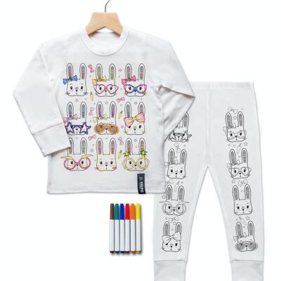 Color de Conejito de Pascua en pijama con bolígrafos de tela