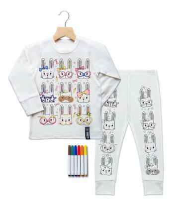 Couleur de lapin de Pâques en pyjama avec stylos en tissu 15