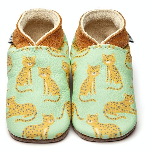 Leather Baby Slippers - Lazy Leopards