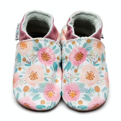 Pantuflas Infantiles de Piel - Rosas Silvestres