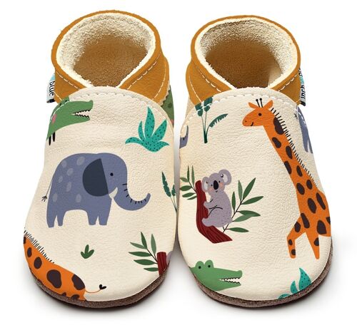 Leather Baby Slippers - Safari