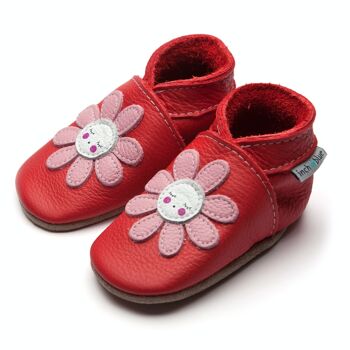 Chaussons Enfant Cuir Dozy Daisy Rouge 2