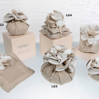 RAW LINEN WITH FABRIC FLOWER, fresh and casual
